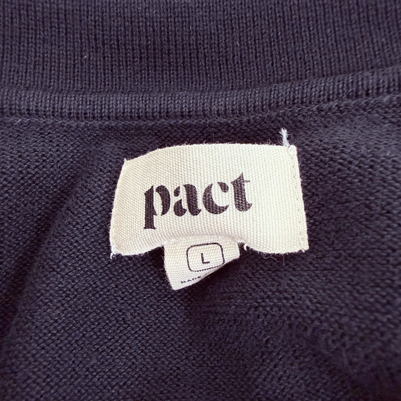Pact Classic Polo Sweater Women Large Black Organic Cotton Preppy Minimalist - Picture 9 of 16